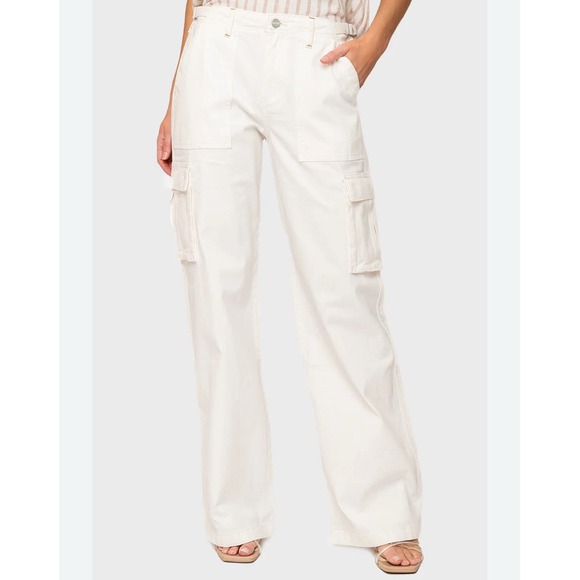 Anthropologie sanctuary REISSUE Cargo Pants MEDIUM White Cotton Belt CP0921BR6 - Picture 1 of 13